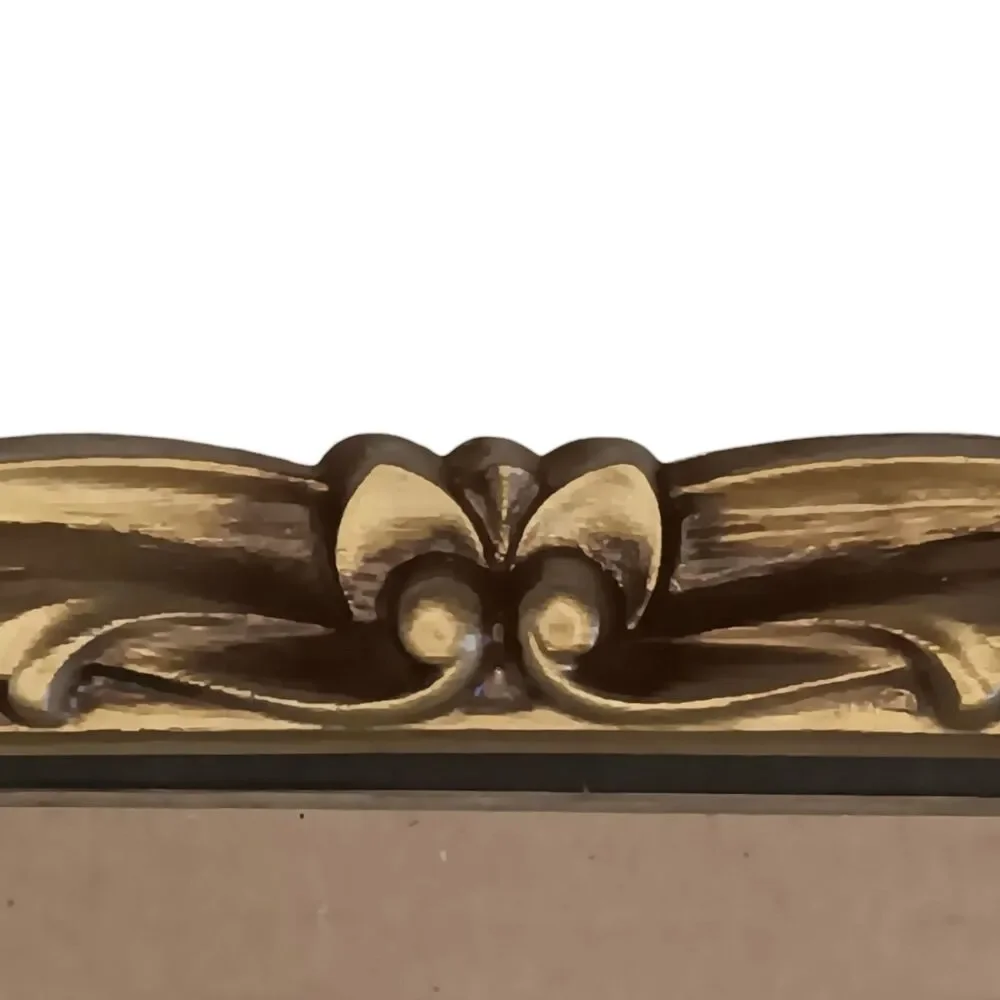 VTG 1973 Gold Bronze Photo Frame Resin Faux Carved Wood Ornate Scroll 8.25x6.25